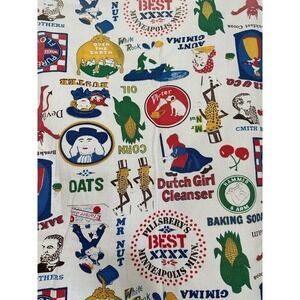 Vintage novelty print brands blanket coverlet with fringe